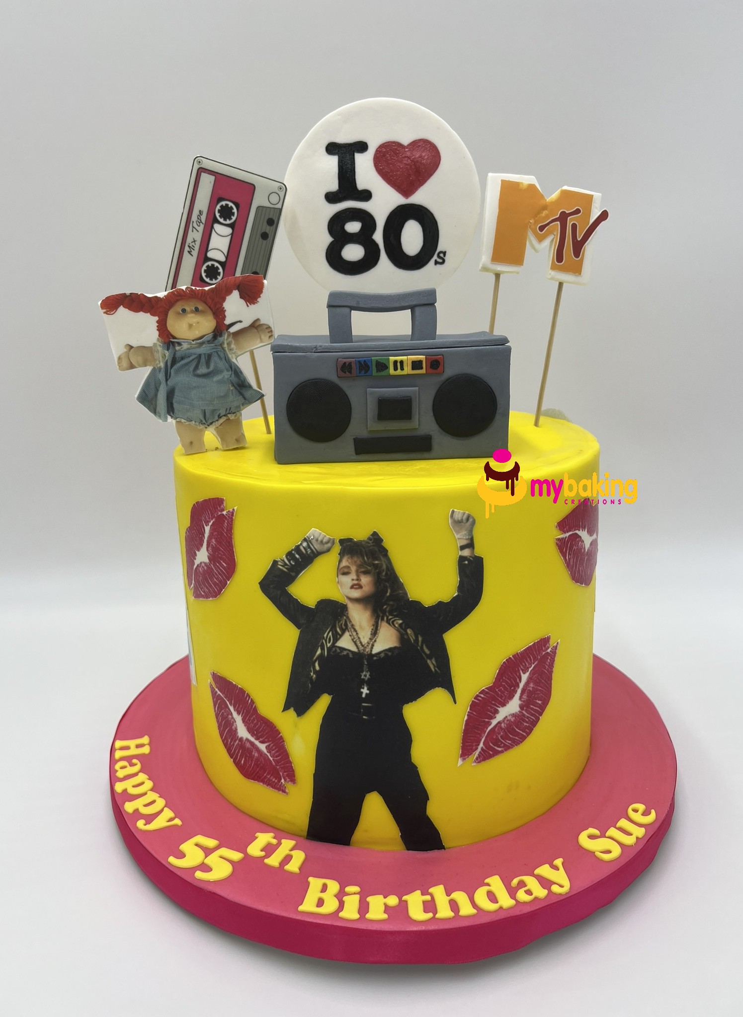 Custom 80s retro themed birthday cake San Francisco Bay Area